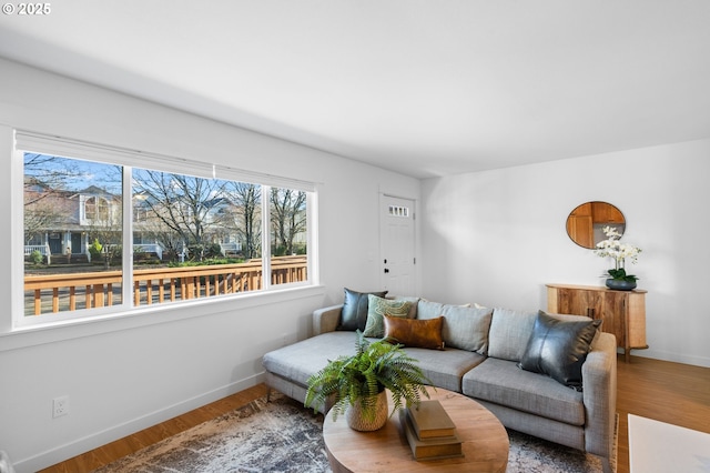 living room with hardwood / wood-style floors