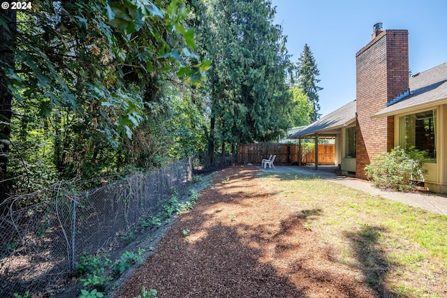 view of yard with a patio area and a fenced backyard