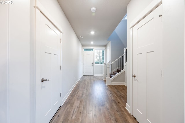 interior space with light hardwood / wood-style floors