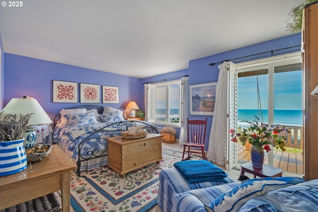 bedroom with a water view