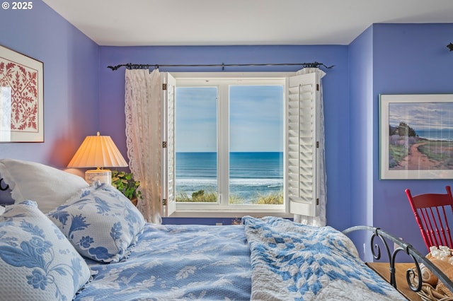 bedroom with a water view