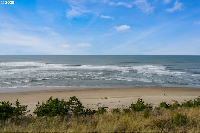 view of water feature with a view of the beach