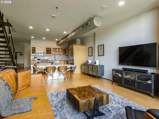 living room featuring light hardwood / wood-style floors