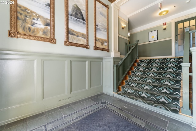 interior space with ornamental molding