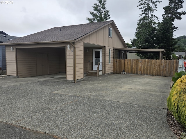 view of front of house featuring a carport