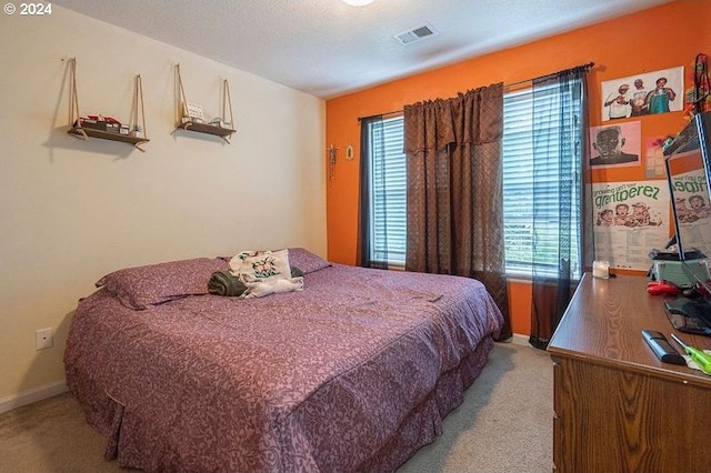 carpeted bedroom with multiple windows