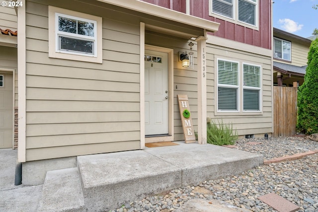 entrance to property with a garage