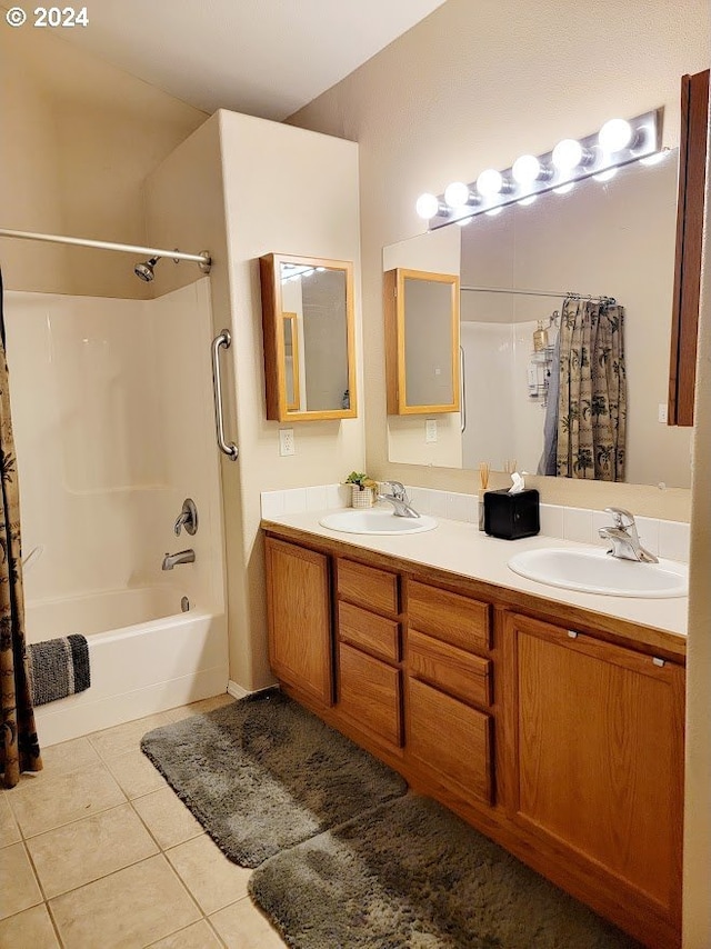 71823 Meadow Loop, Boardman, OR 97818 - bathroom with tile patterned flooring, vanity, and shower / tub combo with curtain