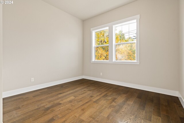 spare room with dark hardwood / wood-style floors