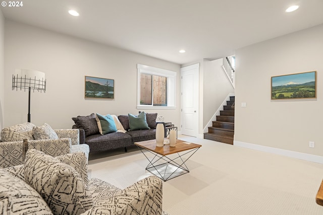 living room with carpet flooring