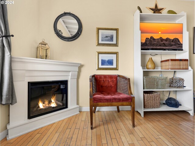 sitting room with light wood-type flooring