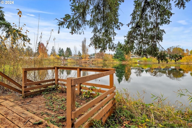 dock area featuring a water view