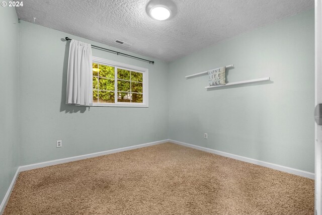 carpeted spare room featuring a textured ceiling