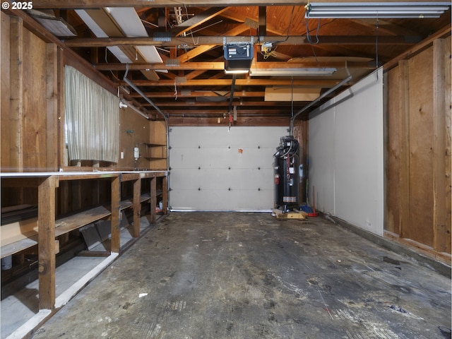 garage with a garage door opener