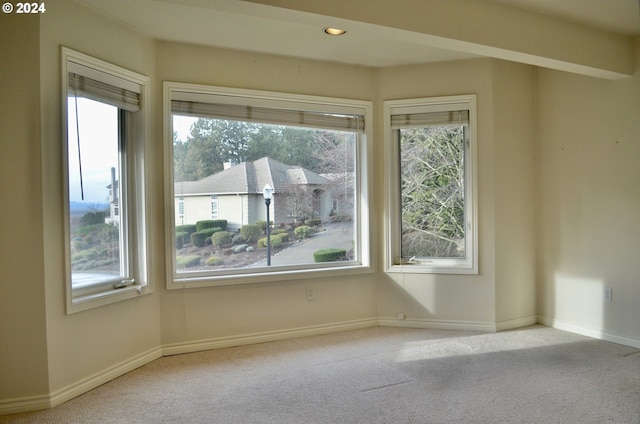 spare room featuring light colored carpet