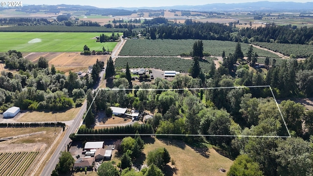 birds eye view of property featuring a rural view