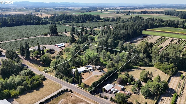 birds eye view of property featuring a rural view