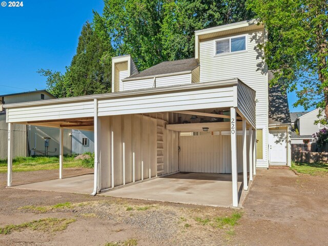 view of garage