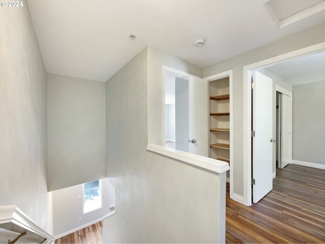 corridor featuring dark hardwood / wood-style floors