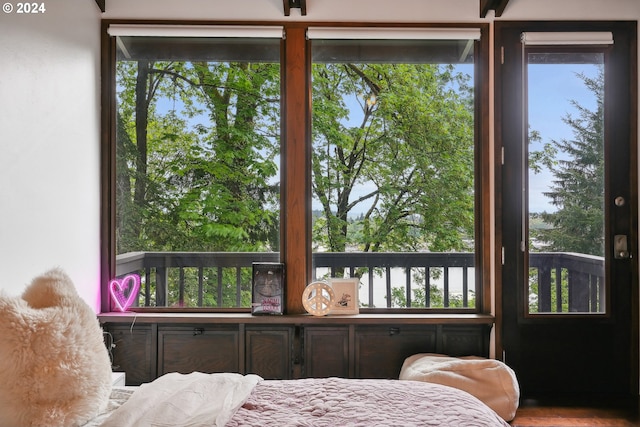 bedroom with multiple windows