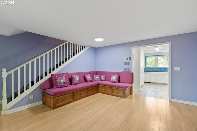 living room featuring light hardwood / wood-style flooring