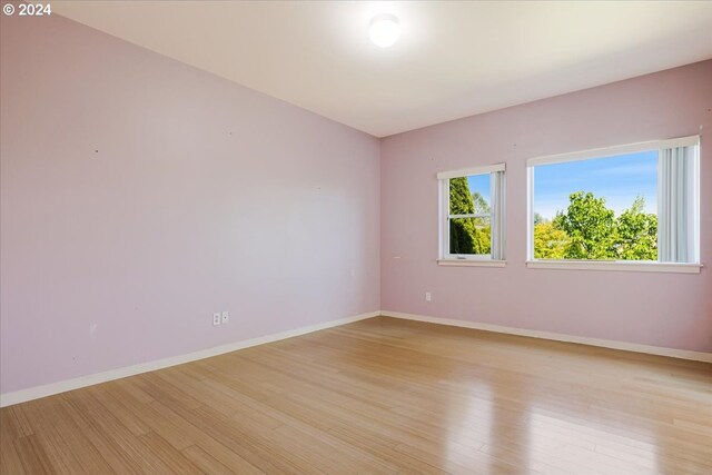 spare room featuring light hardwood / wood-style flooring