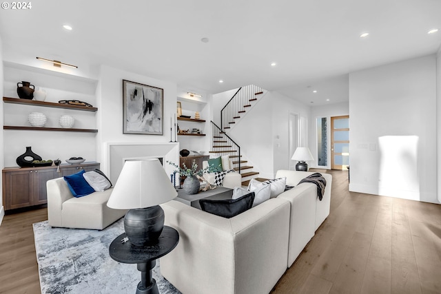 living room featuring light wood-type flooring