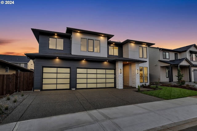 contemporary home featuring a garage