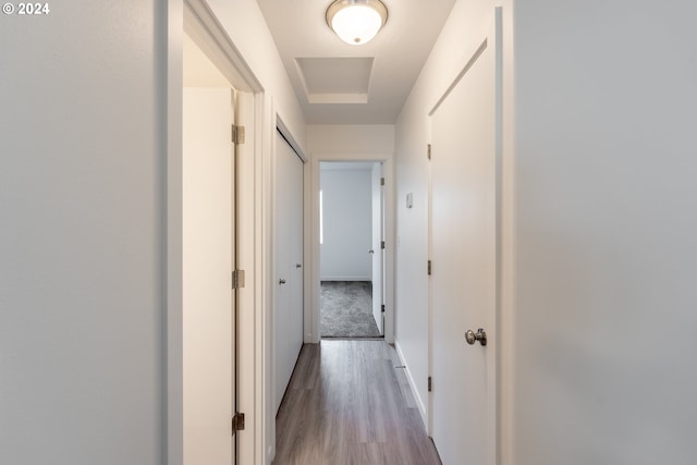 hall featuring light wood-type flooring