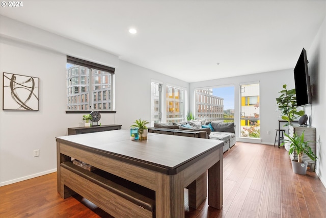 interior space with a healthy amount of sunlight and hardwood / wood-style floors