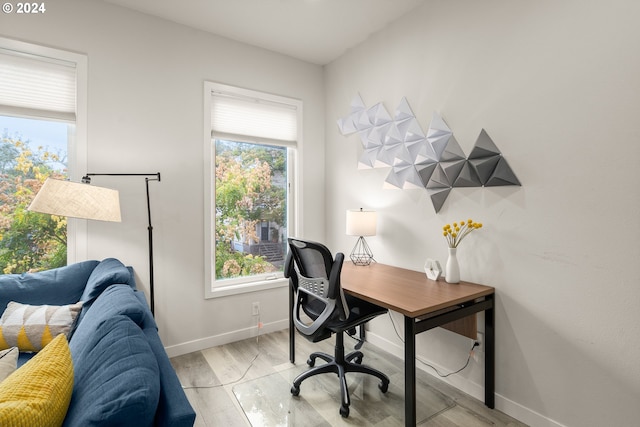 office featuring light hardwood / wood-style floors