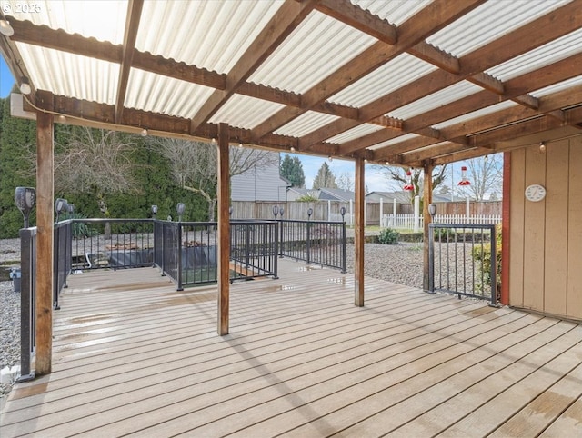 wooden deck with basketball court