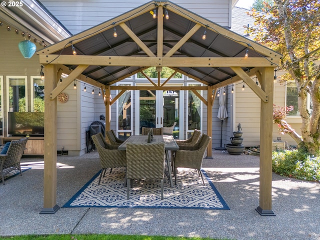 view of patio / terrace with a gazebo and french doors