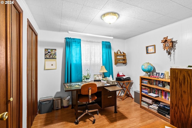 office with wood-type flooring