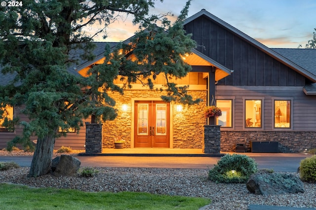 view of front of house featuring french doors