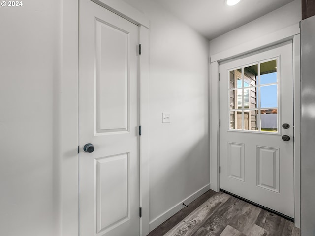 entryway featuring dark wood-type flooring