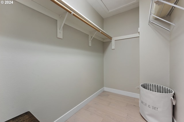 walk in closet featuring light hardwood / wood-style floors