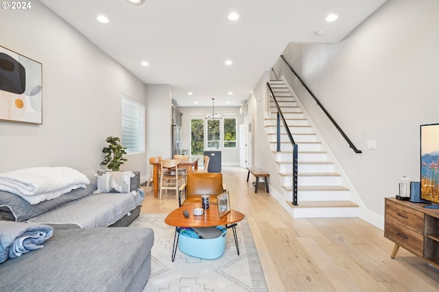 living room with light hardwood / wood-style floors