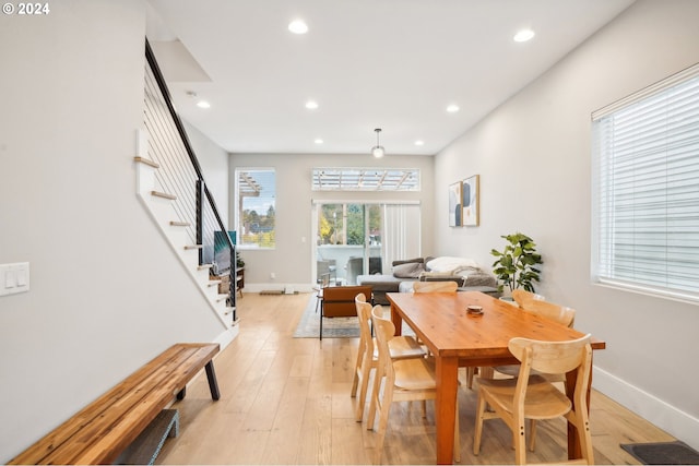 dining room featuring light hardwood / wood-style flooring