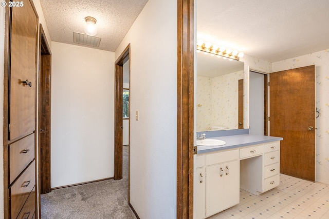 bathroom featuring vanity and a textured ceiling