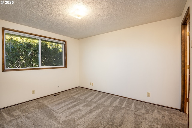 carpeted spare room featuring a textured ceiling