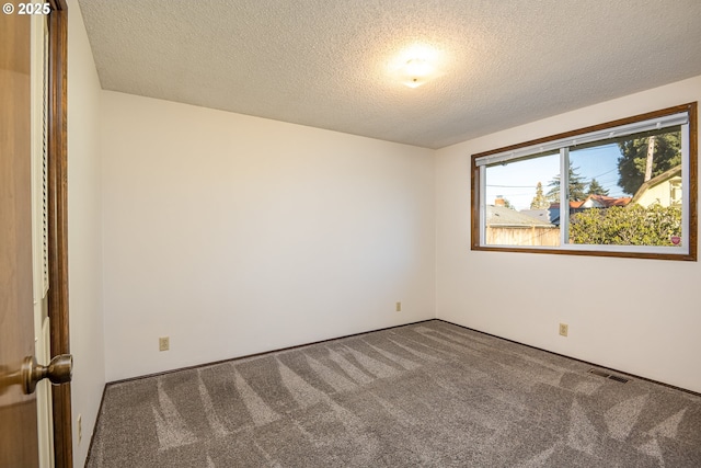 carpeted spare room with a textured ceiling