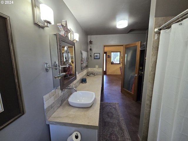 44 Justanother Rd, Goldendale, WA 98620 - full bath with vanity, concrete flooring, and curtained shower