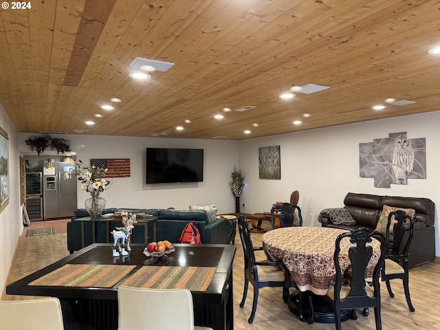 44 Justanother Rd, Goldendale, WA 98620 - dining area with light wood-style flooring, wooden ceiling, and recessed lighting
