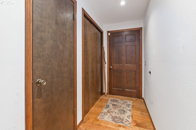 doorway featuring light hardwood / wood-style floors