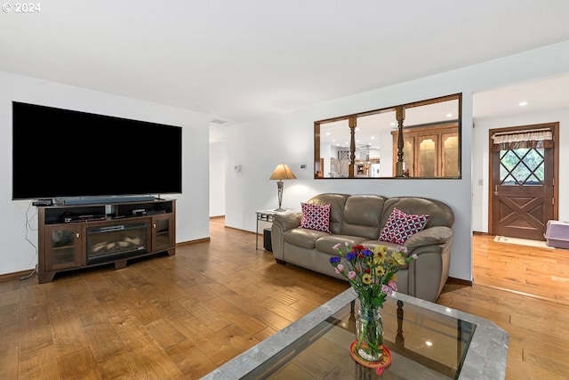 living room featuring hardwood / wood-style flooring