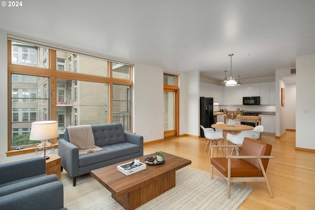 living room featuring light hardwood / wood-style flooring