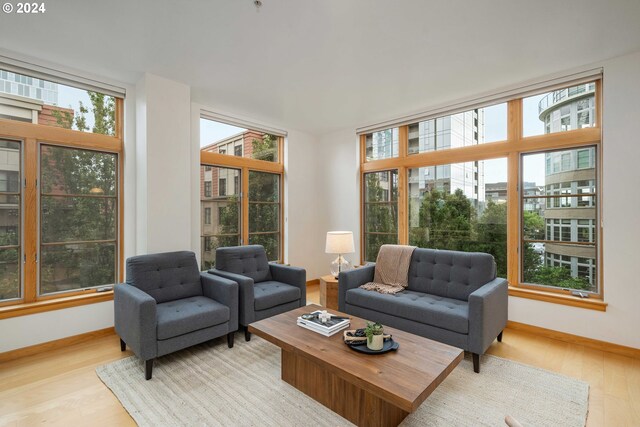 living room featuring light wood-type flooring