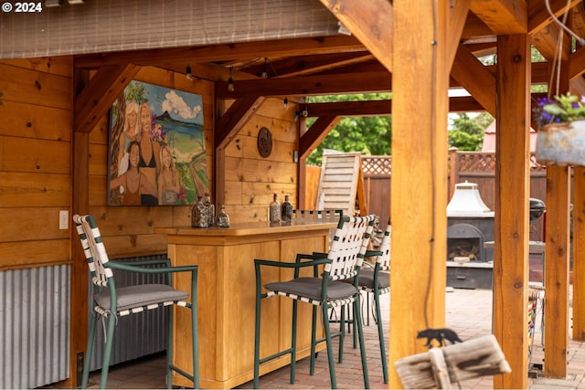 bar with wooden walls