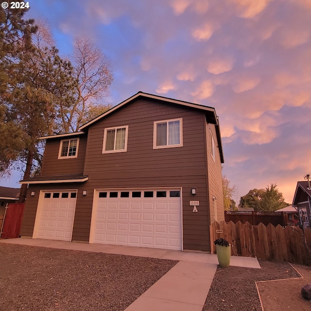 view of property featuring a garage